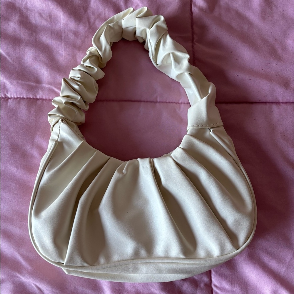 White Ruched Shoulder Bag